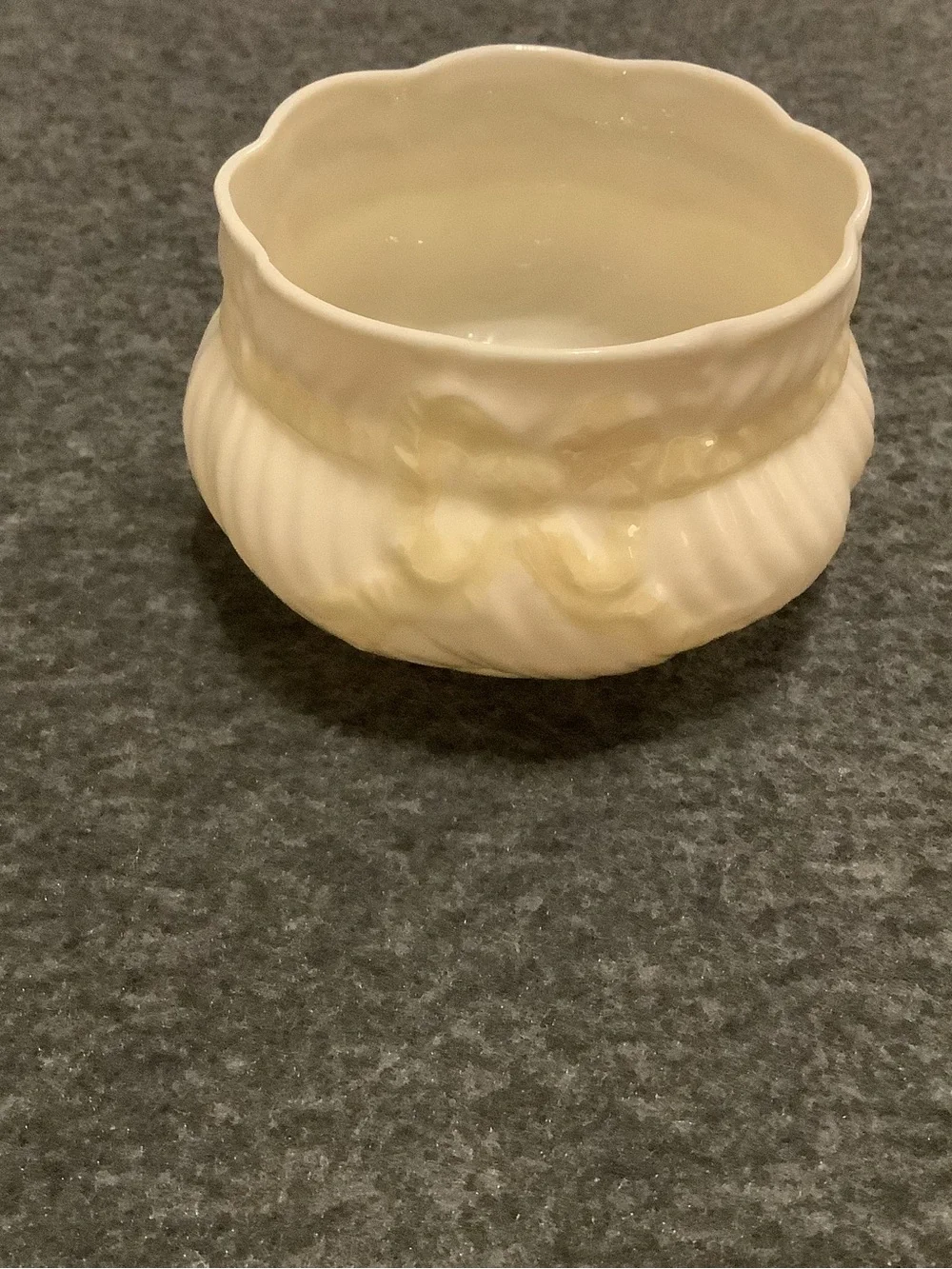 Vintage Belleek Ribbon & Bow Creamer and Open Sugar Bowl Set